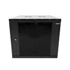 9U 540x550 mm Eko Serisi Yan Panelli Tek Gövdeli Duvar Tipi Kabinet Siyah 2 Yıl Üretici Garantili