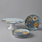 Jumbo Floral 6 Kişilik 7 Parça Pasta Takımı