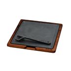 Lava Döküm Ahşap ve Döküm Demir Hot Plate Servis Tahtası. Ölçü 25x25cm.