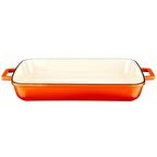 Lava Döküm Dikdörtgen Tepsi , Ölçü 26x40 cm, İç Krem, Turuncu