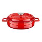 Lava Döküm Çok Amaçlı Yayvan Tencere (Ø)24 cm. İç Krem, Kırmızı