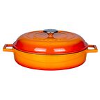 Lava Döküm Çok Amaçlı Kubbe Form Kapaklı Yayvan Tencere. Çap(Ø)28 - Turuncu
