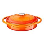 Lava Döküm Çok Amaçlı Yayvan Tencere Çap(Ø)28 Turuncu