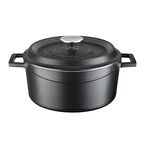 Lava Döküm Yuvarlak Tencere (Ø)24 cm. İç Krem, Mat Siyah