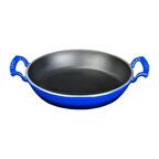 Lava Döküm Yuvarlak Sahan Döküm Demir Yekpare Çift Kulplu Çap(Ø)24cm. - Mavi