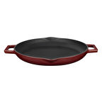 Lava Döküm Yuvarlak Kızartma Tavası Döküm Demir Yekpare Çift Kulplu Çap(Ø)26cm.-Bordo