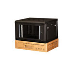 LANDE - 6U 19" Duvar Tipi Rack Kabinet – Genişlik: 600 mm | Derinlik: 450 mm – Siyah (Demonte)