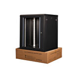 LANDE - 15U 19" Duvar Tipi Rack Kabinet – Genişlik: 600 mm | Derinlik: 600 mm – Siyah (Demonte)