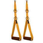 Rebuwo 3 Kademeli Ayarlanabilir Cable Cross Elciği (1 Çift) - Kahverengi Tutacaklı Sarı Fitness Ağırlık Çekiş / Reformer Egzersiz Aparatı