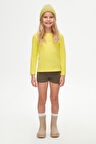 Sarı Basic Mevsimlik Likralı Uzun Kollu Kız Çocuk Tişört