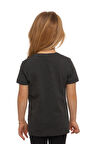 Antrasit Basic Unisex Çocuk Sıfır Yaka Kısa Kollu Tişört