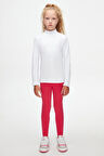 Beyaz Basic Kışlık Yarım Balıkçı Yaka Uzun Kollu Kız Çocuk Tişört