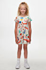 Roaring Animals Kız Çocuk Desenli Kısa Kollu Elbise
