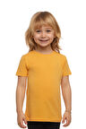 Kavun Sarı Basic Unisex Çocuk Sıfır Yaka Kısa Kollu Tişört