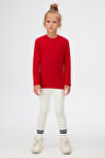 Kırmızı Basic Unisex Çocuk Kışlık Sıfır Yaka Uzun Kollu Tişört