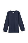 Açık Lacivert Basic Kız Çocuk Çıtçıtlı Sıfır Yaka Kışlık Uzun Kol Tişört