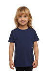 Açık Lacivert Basic Unisex Çocuk Sıfır Yaka Kısa Kollu Tişört