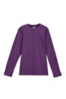 Mor Basic Kışlık Sıfır Yaka Uzun Kollu Kız Çocuk Tişört