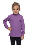 Açık Mor Basic Kız Çocuk Çıtçıtlı Tam Balıkçı Yaka Şardonlu Kışlık Uzun Kollu Tişört
