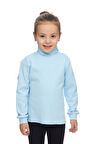Bebek Mavisi Basic Kız Çocuk Çıtçıtlı Tam Balıkçı Yaka Şardonlu Kışlık Uzun Kollu Tişört