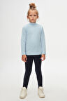Mavi Melanj Basic Kışlık Yarım Balıkçı Yaka Uzun Kollu Kız Çocuk Tişört