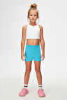 Okyanus Mavi Kız Çocuk Düz Basıc Dans Şortu