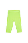 Neon Sarı Basic Kız Çocuk Diz Altı Tayt Kapri