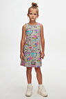 Chirping (Gray) Chirping Animals Kız Çocuk Desenli Kolsuz Elbise