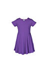 Mor Renkli Basic Kız Çocuk Kısa Kollu Elbise