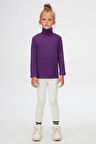 Mor Basic Kışlık Tam Balıkçı Yaka Uzun Kollu Kız Çocuk Tişört