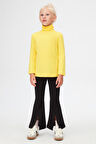 Sarı Basic Kışlık Tam Balıkçı Yaka Uzun Kollu Kız Çocuk Tişört