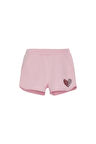 Uçuk pembe İki İplik Kalp Basklı Kız Çocuk Şort