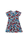 Daisy Festival Kız Çocuk Desenli Kısa Kollu Elbise