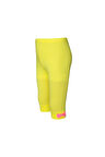 Fosforlu Sarı Basic Kız Çocuk Fiyonklu Diz Altı Tayt Kapri