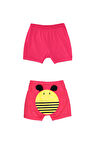 Koyu Fuşya Arı Baskılı Kız Çocuk Şort