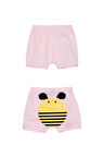 Uçuk pembe Arı Baskılı Kız Çocuk Şort