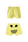 Açık Sarı Arı Baskılı Kız Çocuk Şort