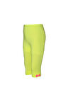 Neon Sarı Basic Kız Çocuk Fiyonklu Diz Altı Tayt Kapri