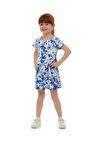 Painterly Floral Kız Çocuk Desenli Kısa Kollu Elbise