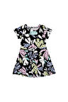 Cutouts Leaf Kız Çocuk Desenli Kısa Kollu Elbise