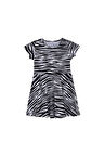 Zebra Kız Çocuk Desenli Kısa Kollu Elbise