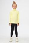 Açık Sarı Basic Kışlık Tam Balıkçı Yaka Uzun Kollu Kız Çocuk Tişört