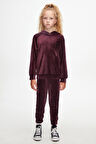 Bordo Kız Çocuk Kadife Alt Üst Takım