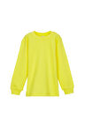 Fosforlu Sarı Basic Kız Çocuk Çıtçıtlı Sıfır Yaka Kışlık Uzun Kol Tişört