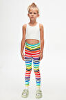 Handdrawn Stripe Kız Çocuk Desenli Yazlık Tayt
