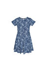 Midnight Garden Kız Çocuk Desenli Kısa Kollu Elbise