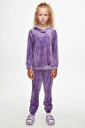 Açık Lila Kız Çocuk Kadife Takım