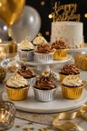 Cupcake Kapsülü 24'lü 12 Gold 12 Gümüş Varaklı Asetat Kutulu Kek Muffin Pişirme ve Sunum Kapsülü