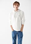 Mavi Kapüşonlu Beyaz Sweatshirt 065809-34519