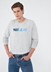 Mavi Logo Baskılı Gri Sweatshirt 067146-35010
